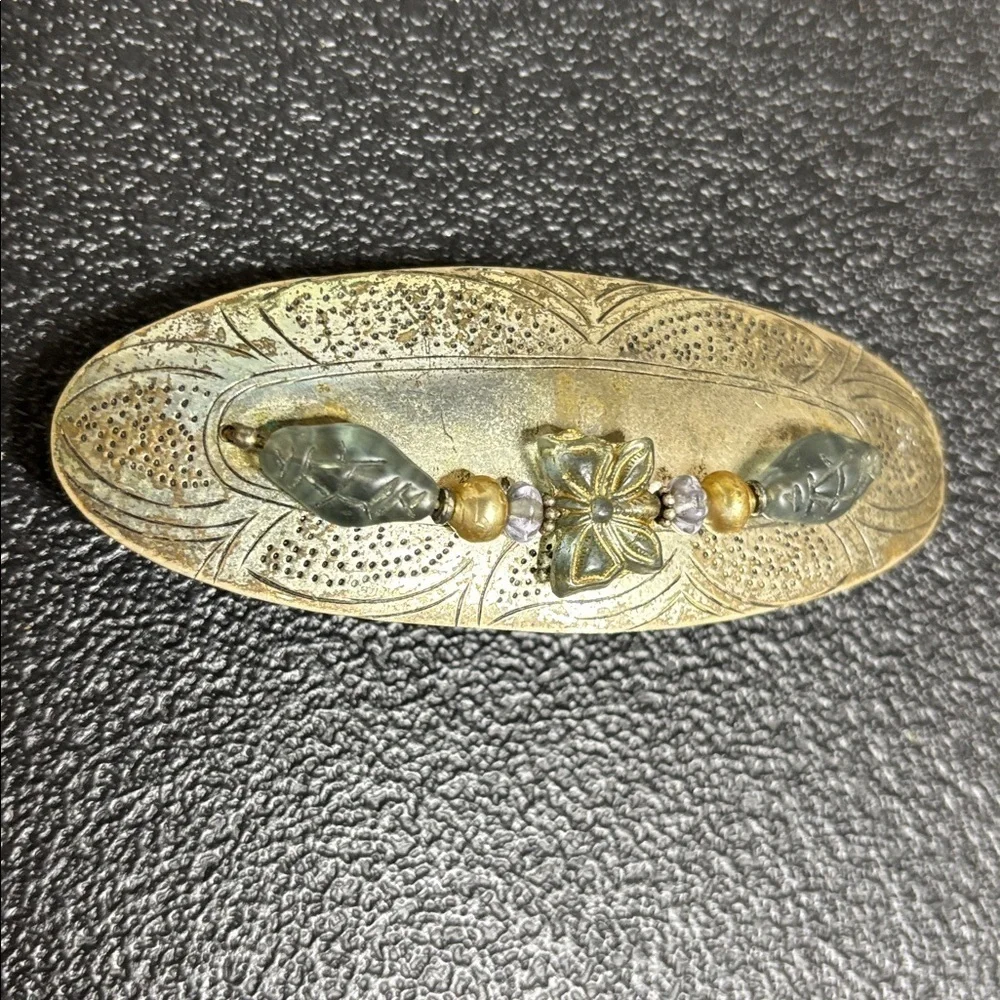 Vintage France Butterfly Southwestern Etched Silver Tone Hair Clip